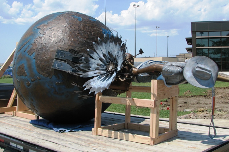 Siouxperboy-Install ✈️ Rapid City Regional Airport Siouxper Boy Sculpture Installation July 11, 2012
