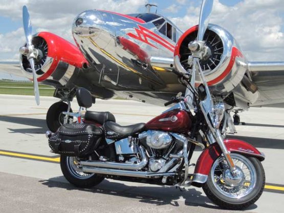 motorcycle and airplane